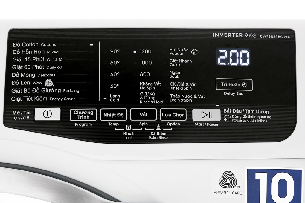 Máy Giặt Electrolux Inverter 9 Kg EWF9025BQWA