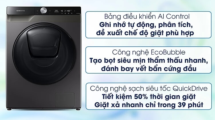 Máy Giặt Sấy Samsung Addwash Inverter 9.5kg WD95T754DBX/SV