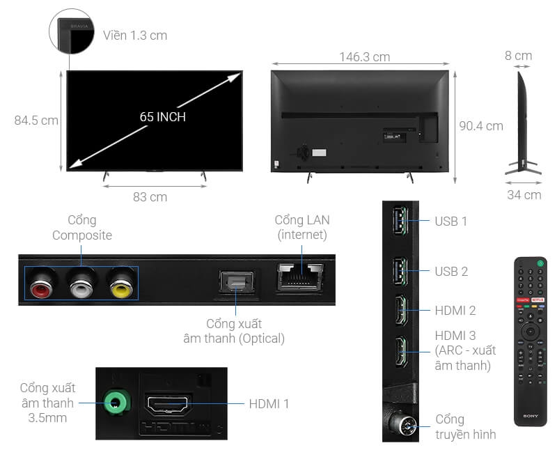 Android Tivi Sony 4K 65 inch KD-65X7500H 11