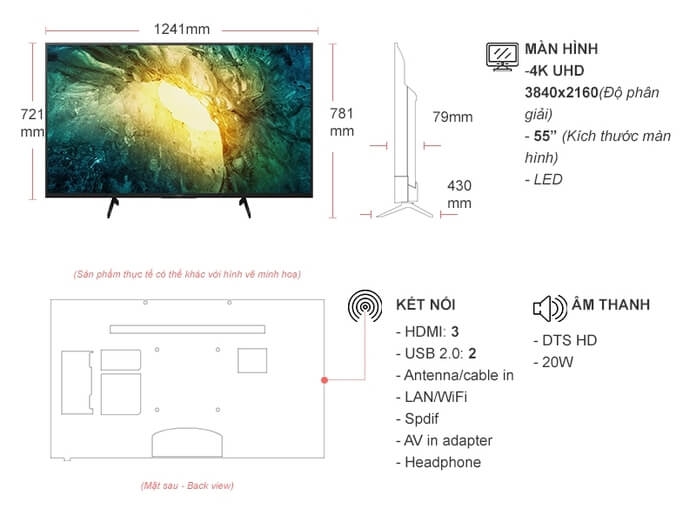 Android Tivi Sony 4K 55 inch KD-55X7500H