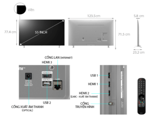 Smart Tivi NanoCell LG 4K 55 inch 55NANO77TPA Mới 2021