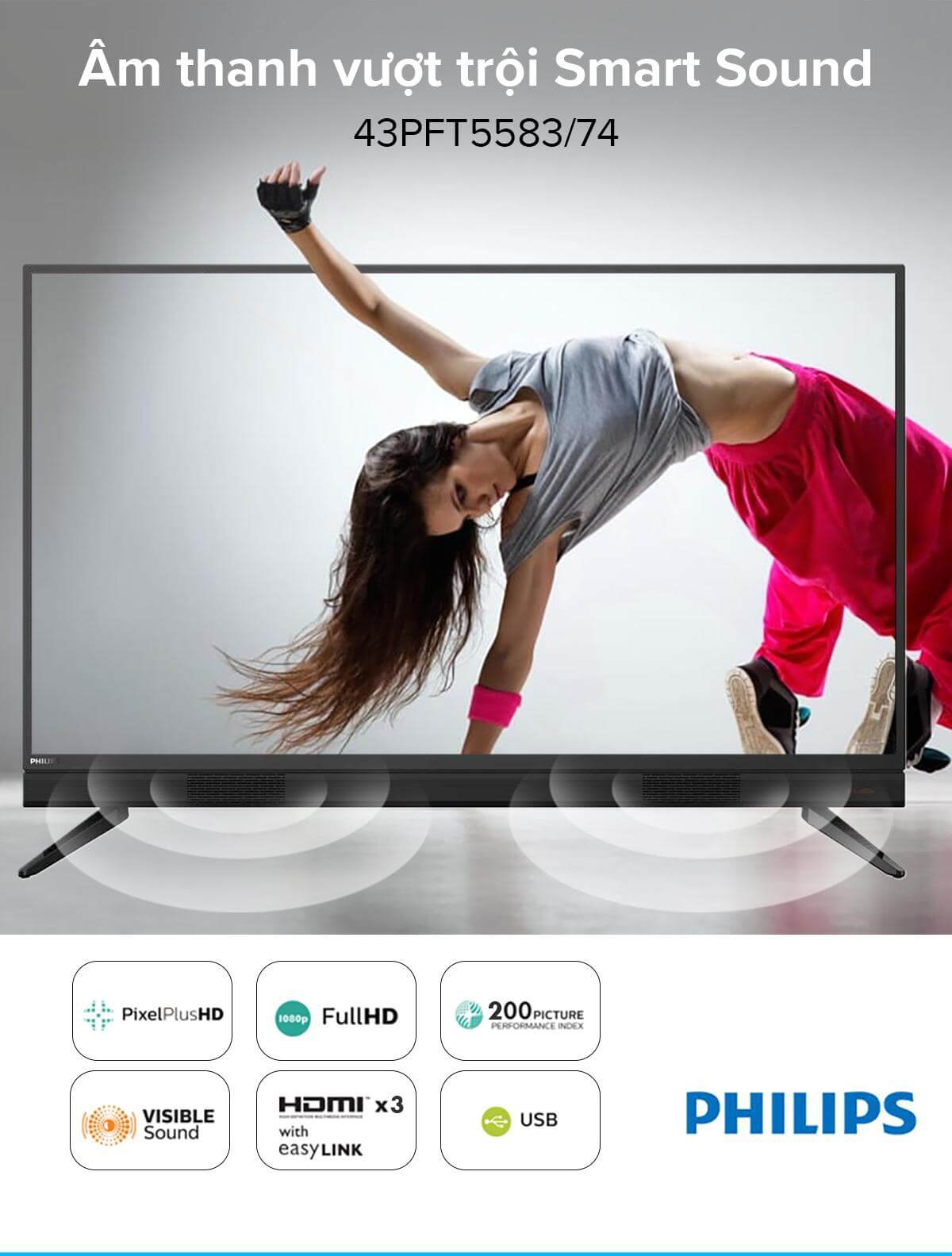 Tivi LED Philips Full HD 43 inch 43PFT5583/74 5