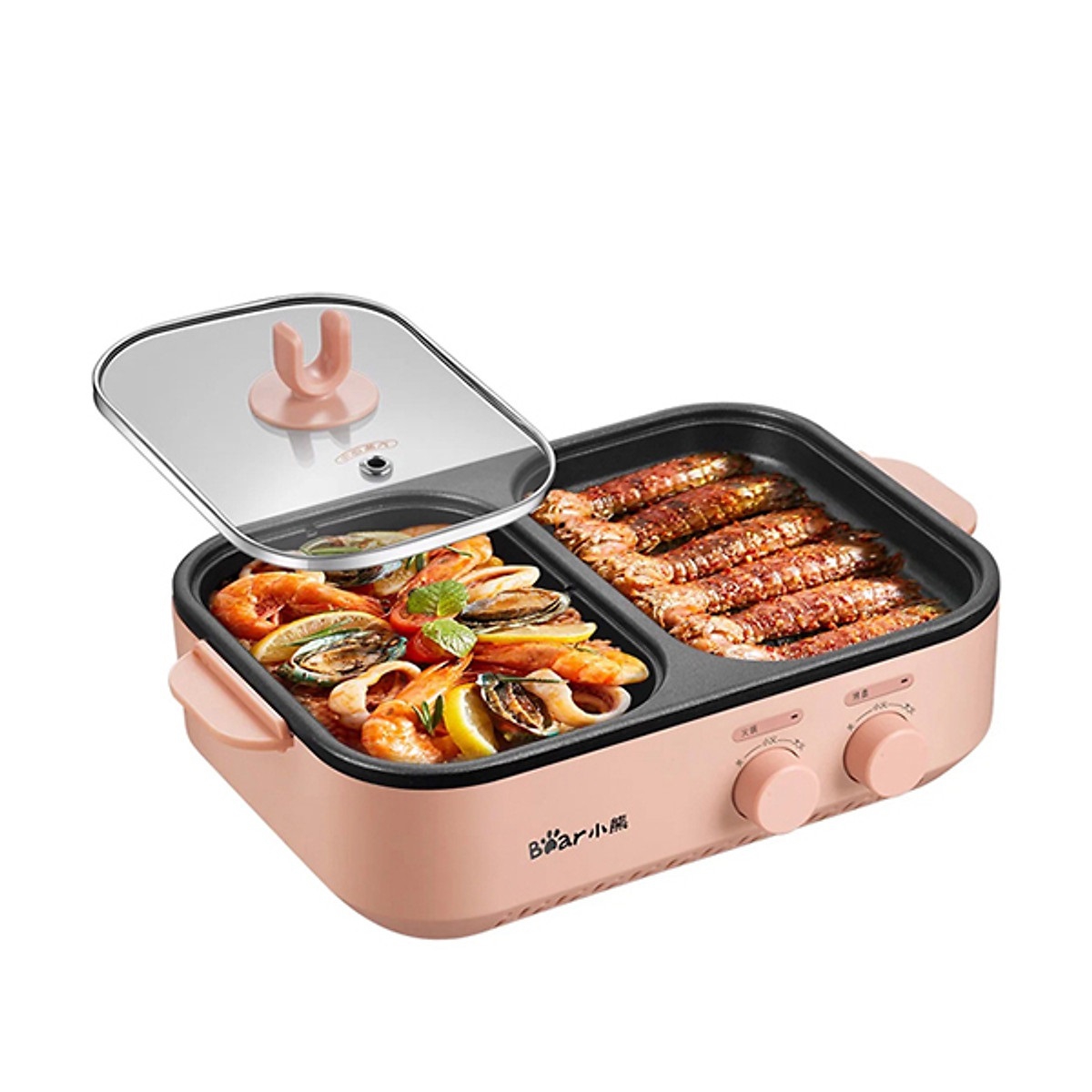 Bếp Nướng Kèm Lẩu Mini 2In1 Thương Hiệu Bear DKL-C12D1