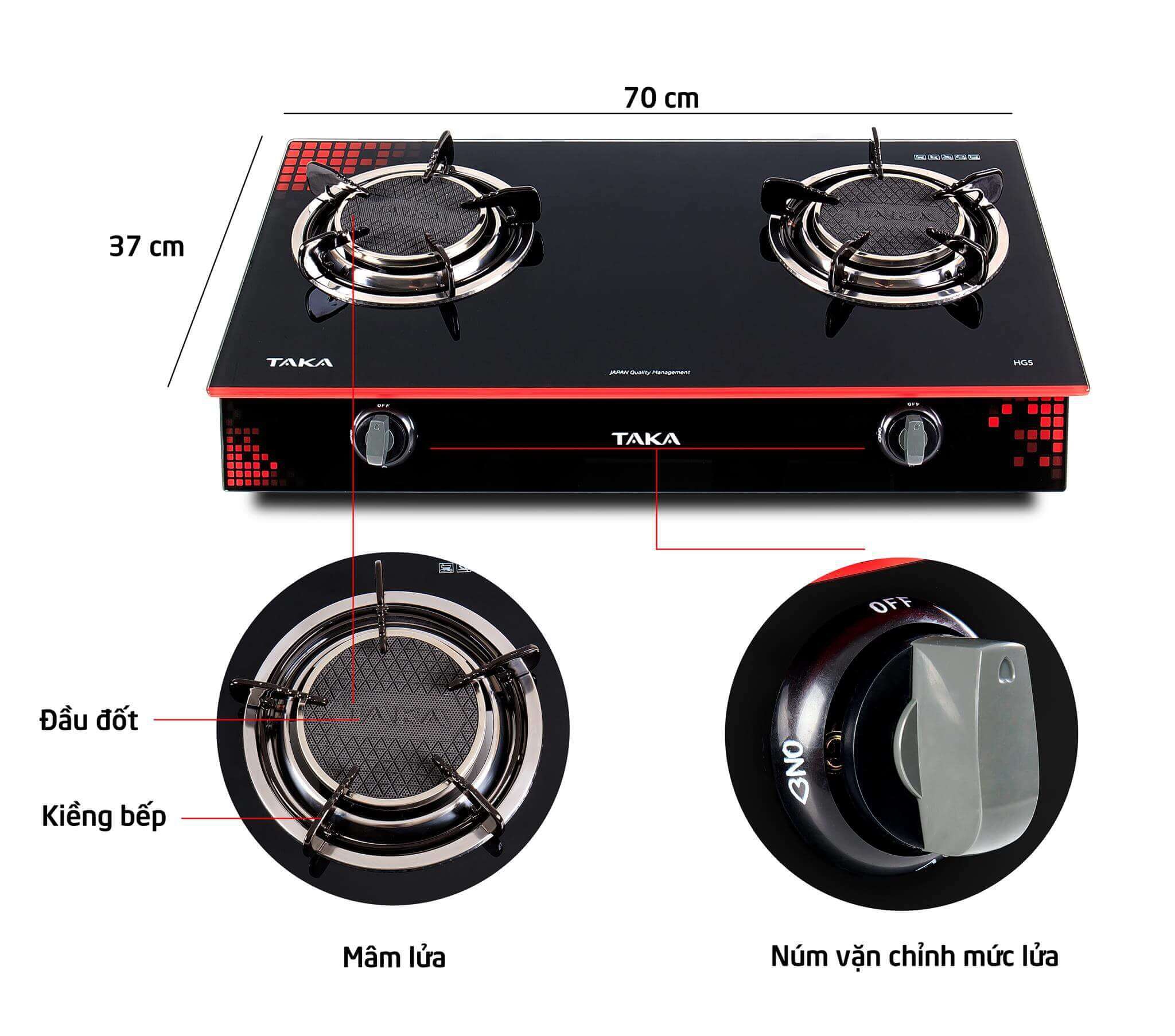 Bếp Gas Dương Hồng Ngoại Taka HG5 2