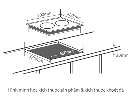 Bếp Gas Âm Đôi Mặt Kính Goldsun GS-8077GEA