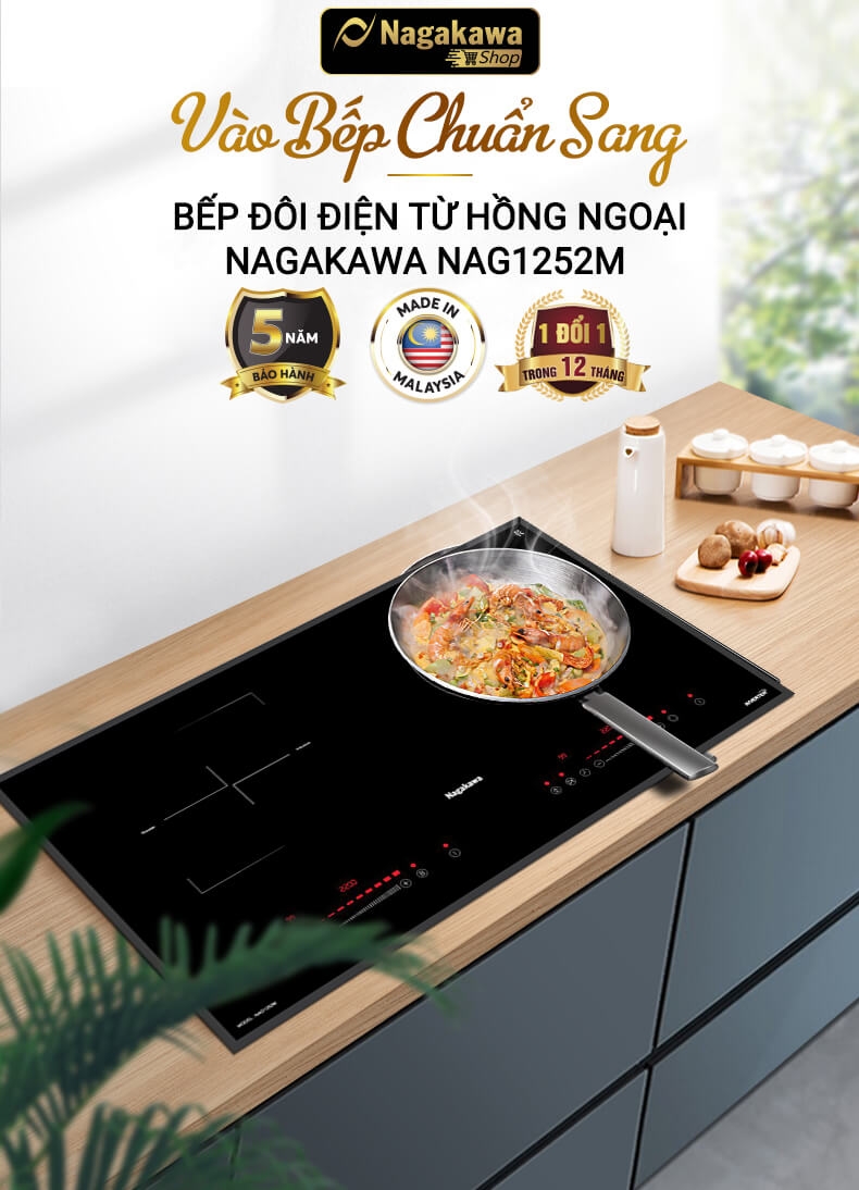 Bếp Âm Đôi Từ Hồng Ngoại Premium Nagakawa NAG1252M