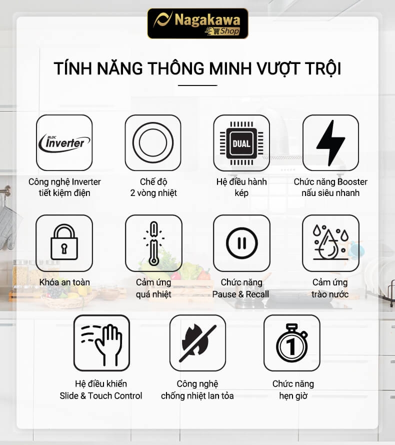 Bếp Âm Đôi Từ Hồng Ngoại Premium Nagakawa NAG1252M