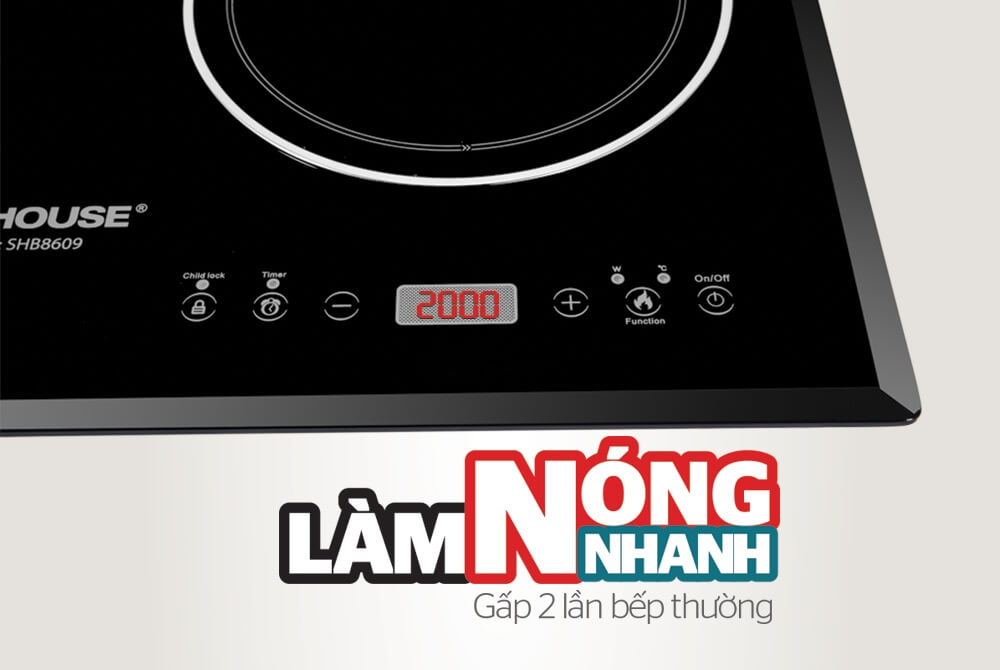 Bếp Đôi Điện Từ Hồng Ngoại Sunhouse SHB8609 (3600W) 3