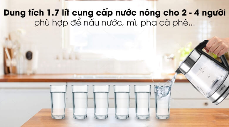 Ấm Đun Nước Mặt Kính Hafele T-602C (1.7 Lít) 2