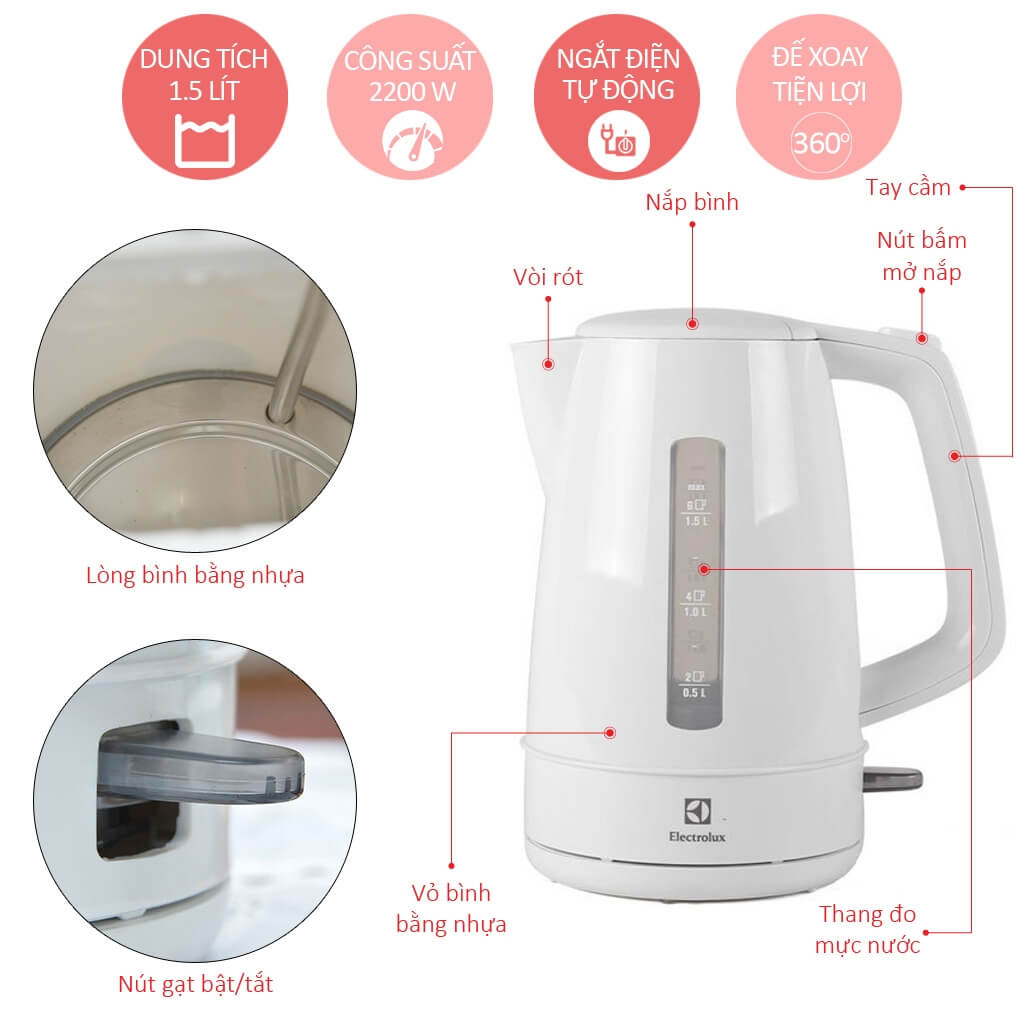 Bình Đun Siêu Tốc Electrolux EEK1303K - 1.5 Lít 1
