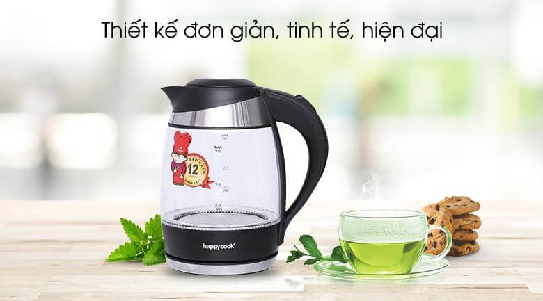 Bình Đun Siêu Tốc Thủy Tinh Happy Cook HEK-182G (1.8L) 1