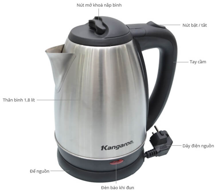 Bình Đun Siêu Tốc Kangaroo KG343 (1.8L)