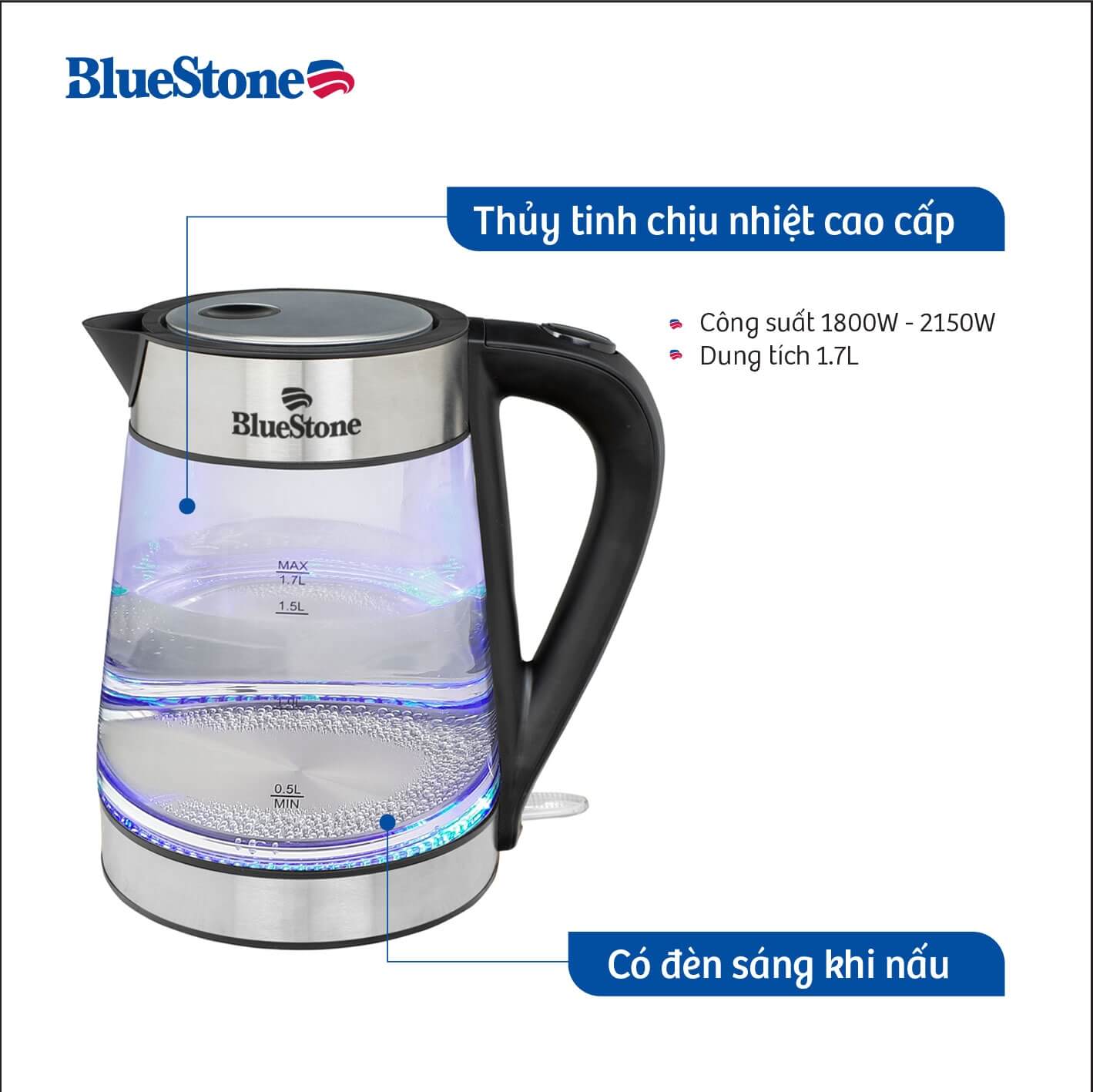 Ấm Đun Nước Thủy Tinh Bluestone KTB-3426 (1.7 Lít) 2