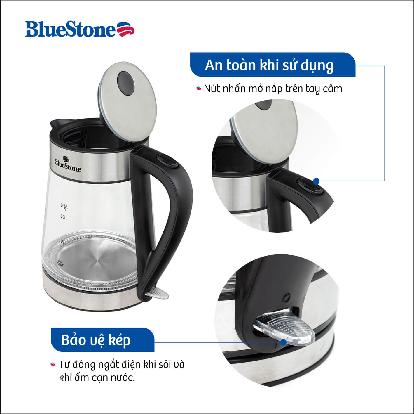 Ấm Đun Nước Thủy Tinh Bluestone KTB-3426 (1.7 Lít) 4