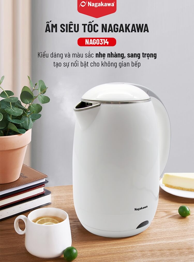 Ấm Đun Siêu Tốc 2 Lớp Nagakawa NAG0314 (1.8 Lít) 1