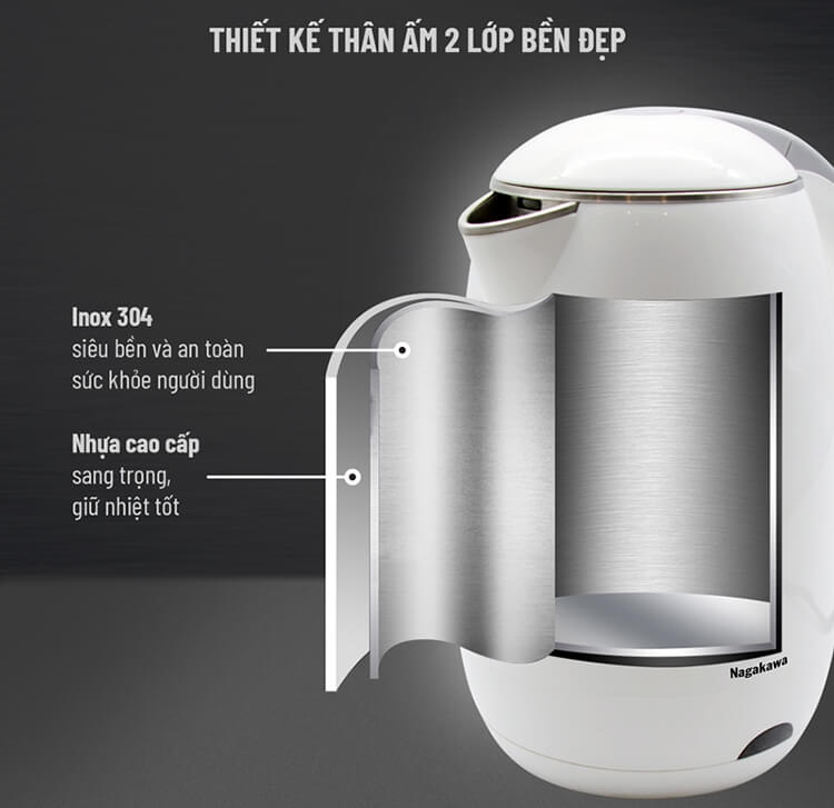 Ấm Đun Siêu Tốc 2 Lớp Nagakawa NAG0314 (1.8 Lít) 2