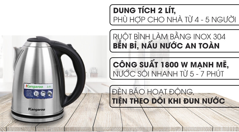 Bình Đun Siêu Tốc Kangaroo KG20SK3 (2.0 Lít) 1