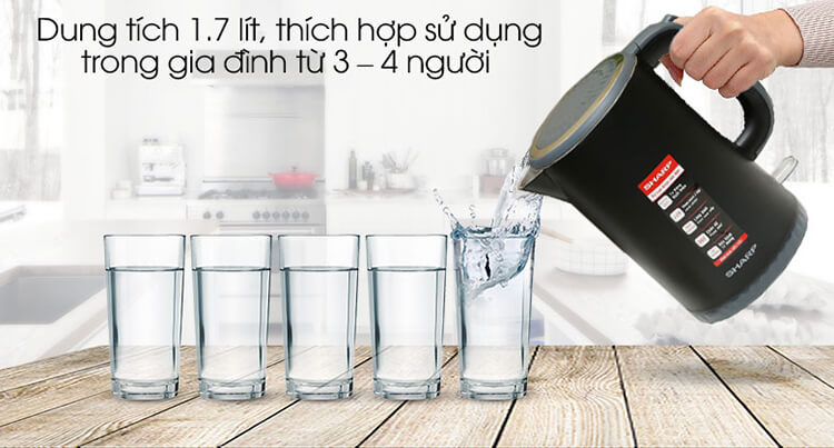 Ấm Đun Siêu Tốc Sharp 1.7 Lít EKJ-17EVPS-BK 2