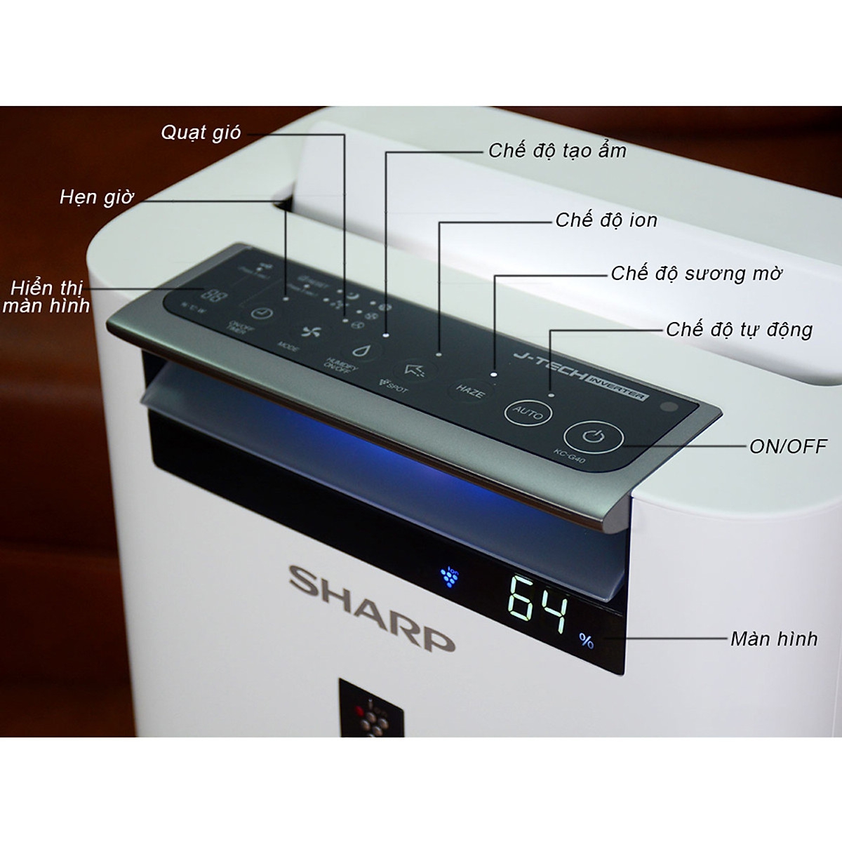 Máy Lọc Không Khí Và Tạo Ẩm Sharp KC-G40EV-W