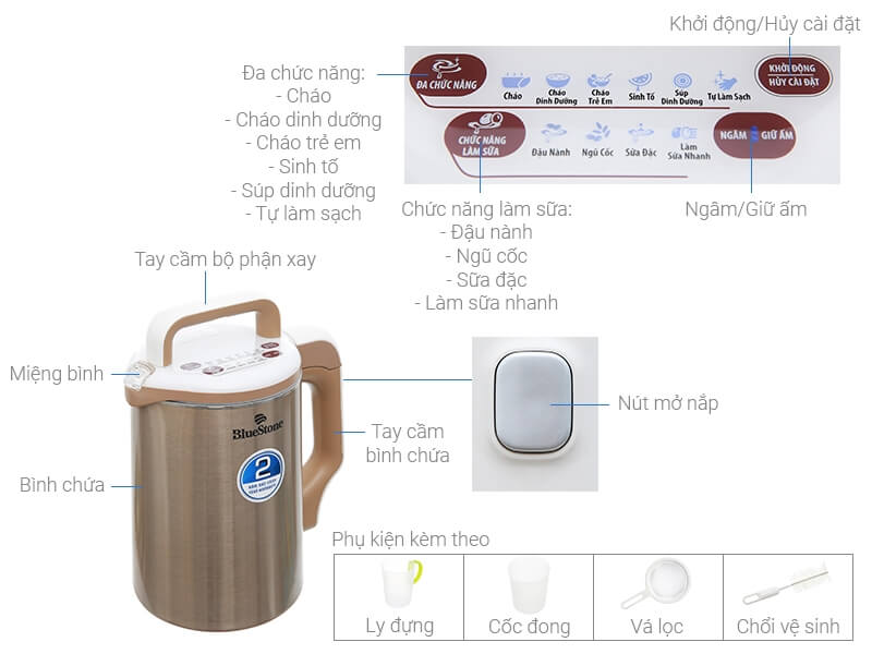 Máy Làm Sữa Đậu Nành BLUESTONE SMB-7391 - 1.3L 2