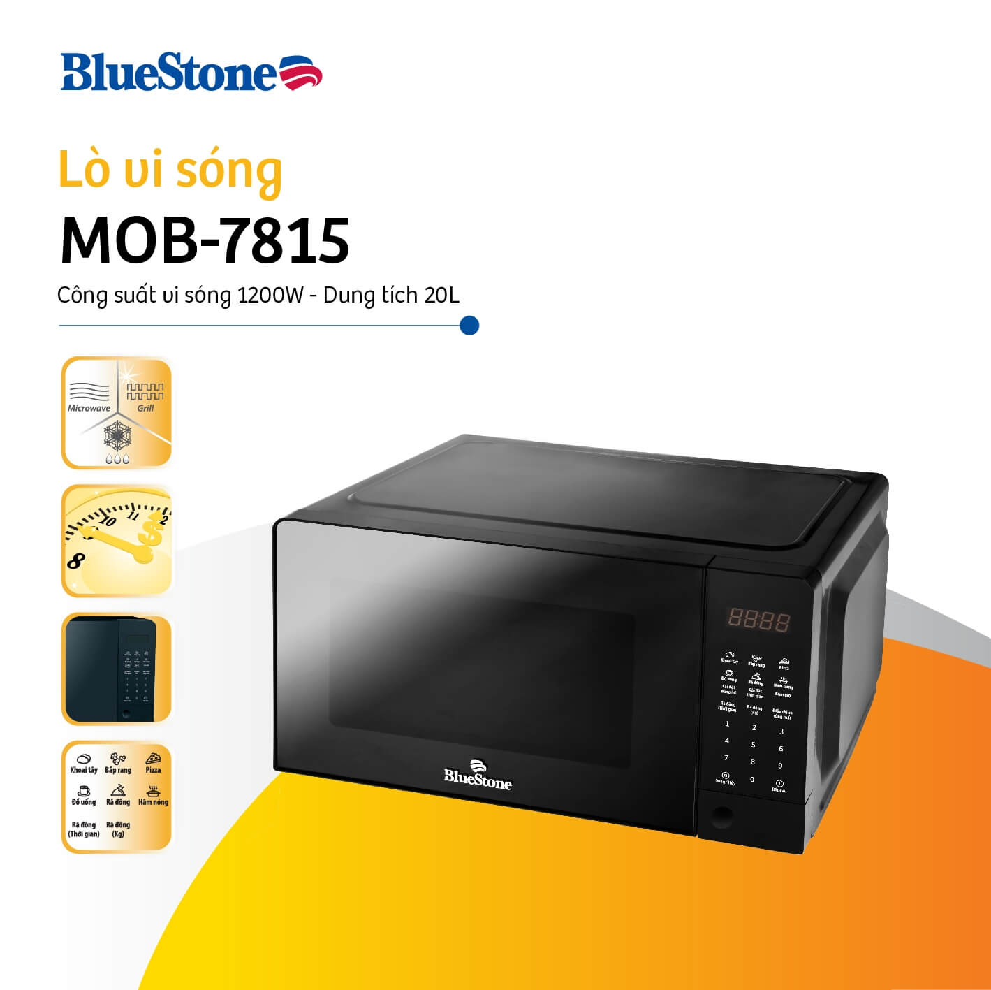 Lò Vi Sóng Điện Tử Bluestone MOB-7815 (20 Lít)