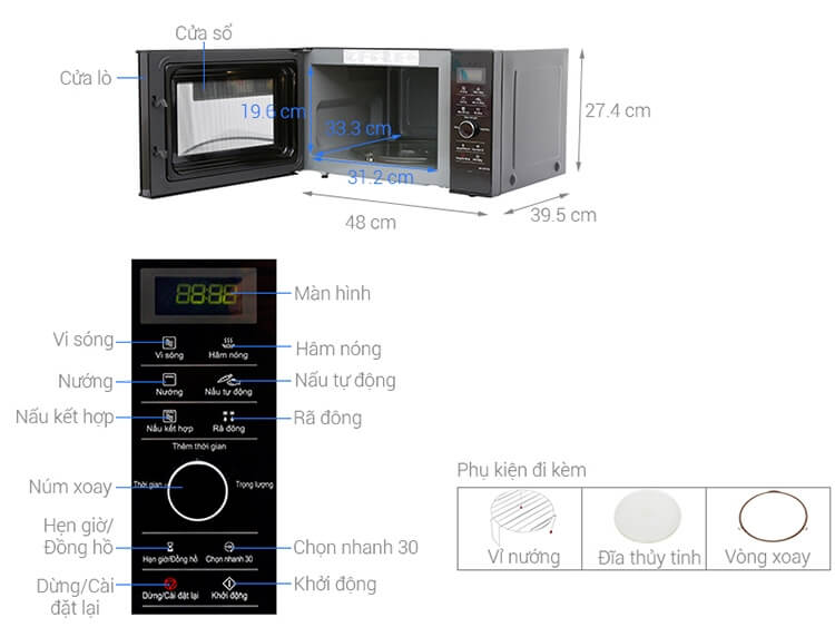 Lò Vi Sóng Inverter Có Nướng Panasonic PALM-NN-GD37HBYUE (23L) 1
