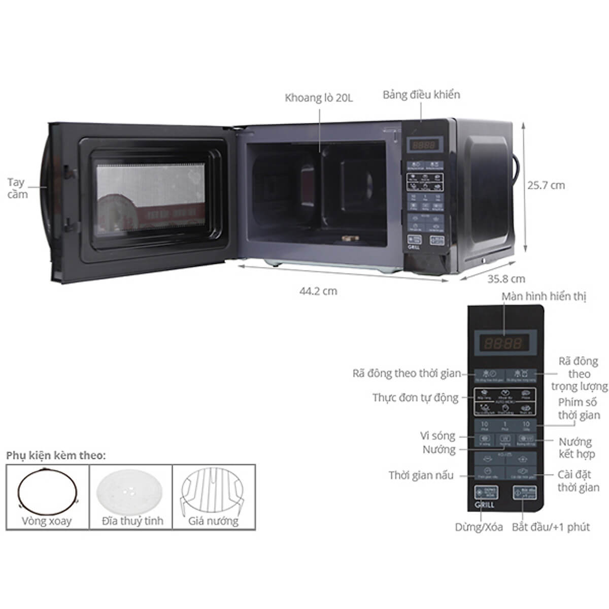 Lò Vi Sóng Điện Tử Có Nướng Sharp R-G273VN-B - 20L