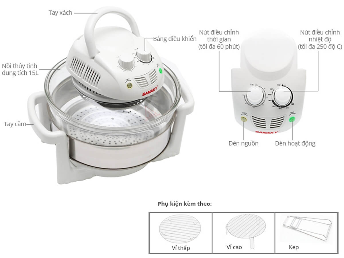 Lò Nướng Thủy Tinh Sanaky VH-158T 15 Lít 2