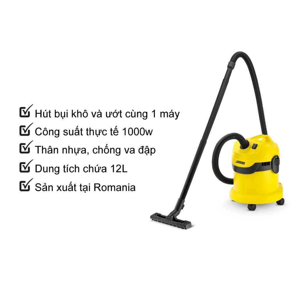 Combo Máy Hút Bụi Khô Và Ướt Cao Cấp Karcher WD 2 Cartridge Filter Và Túi Lọc Bụi 1