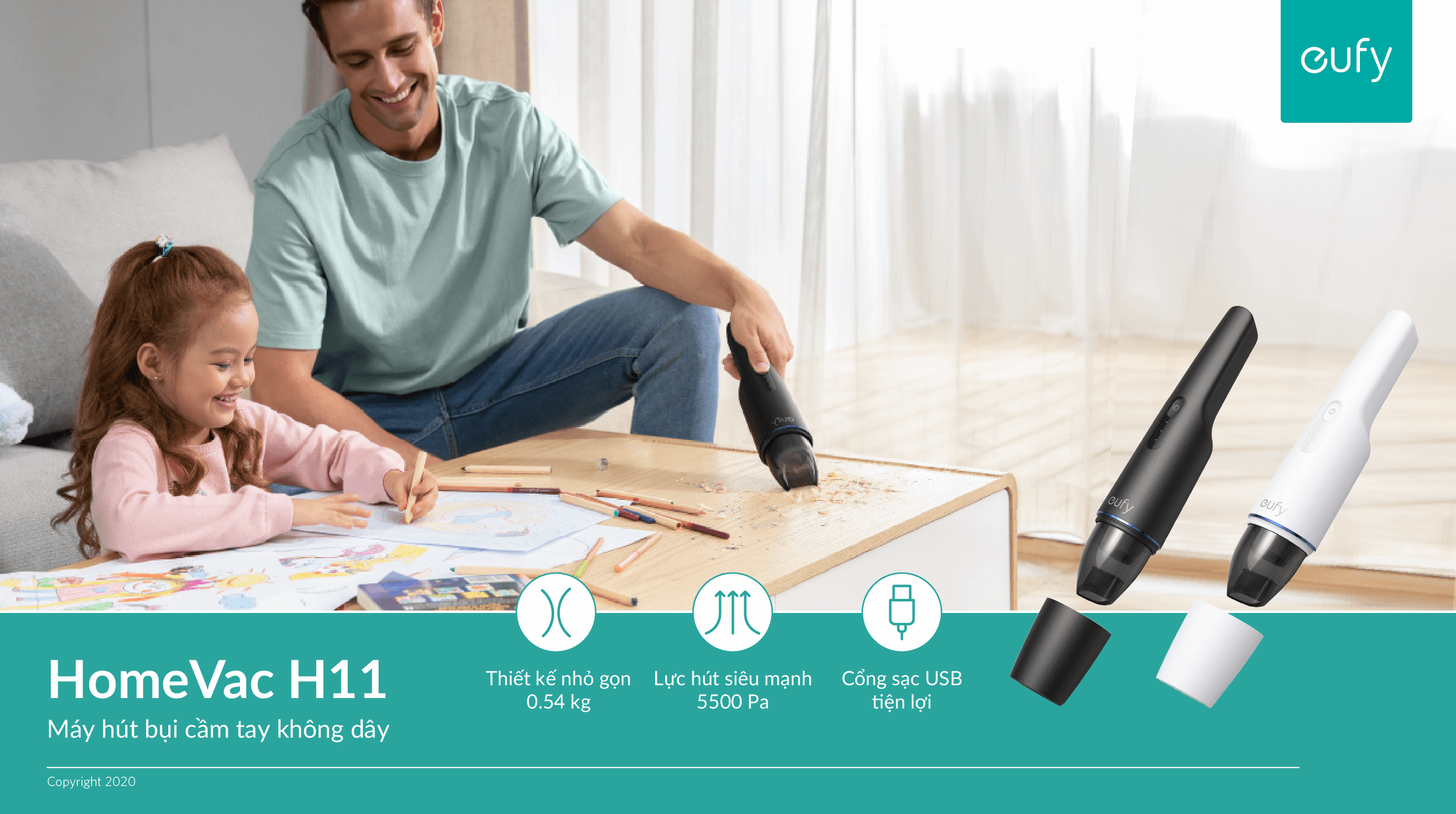 Máy Hút Bụi cầm tay HomeVac H11 - T2520 - Hàng Chính Hãng Máy Hút Bụi Cầm Tay Eufy HomeVac H11 Pure - T2520 1