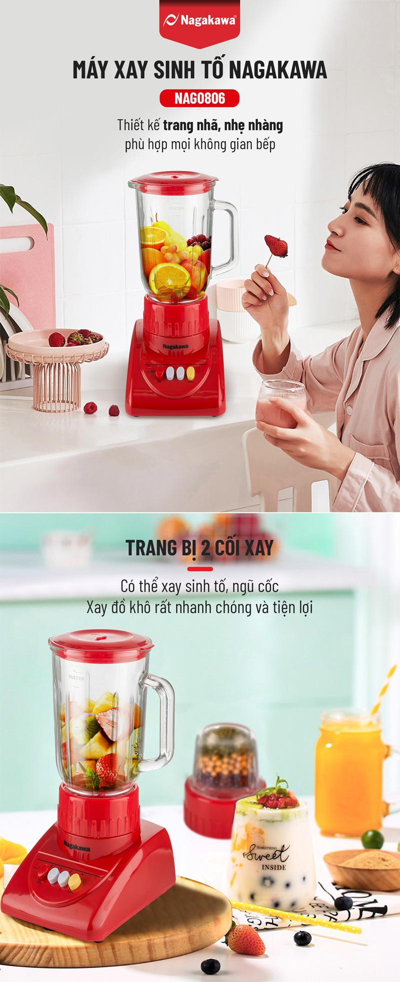 Máy Xay Sinh Tố Nagakawa NAG0806 1