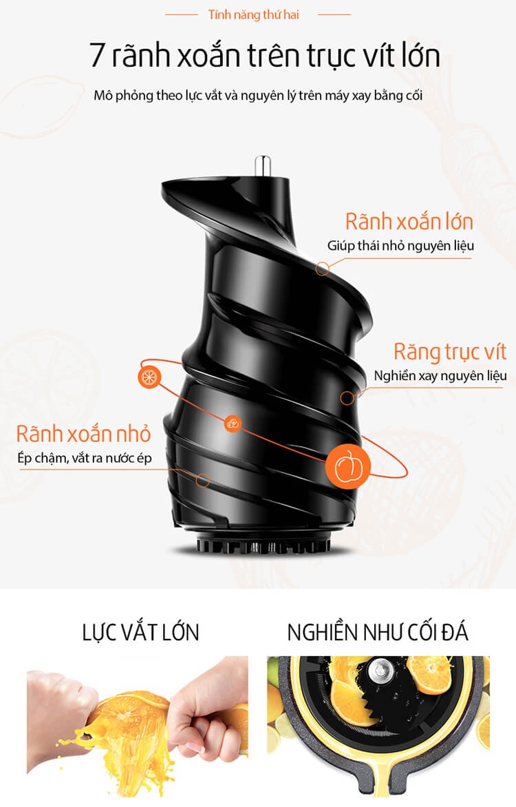 Máy Ép Chậm Đa Năng và Làm Kem Joyoung JYZ-V907 (150W) 5