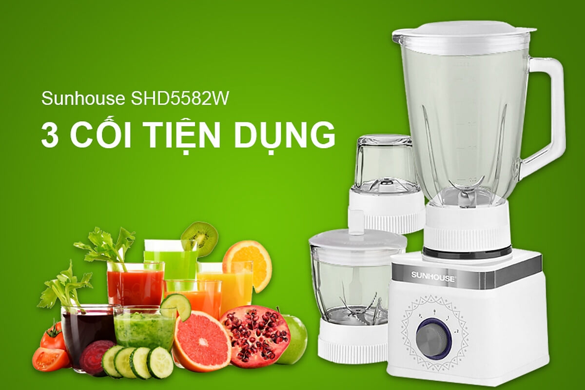 Máy Xay Sinh Tố 3 Cối Sunhouse SHD5582W 1