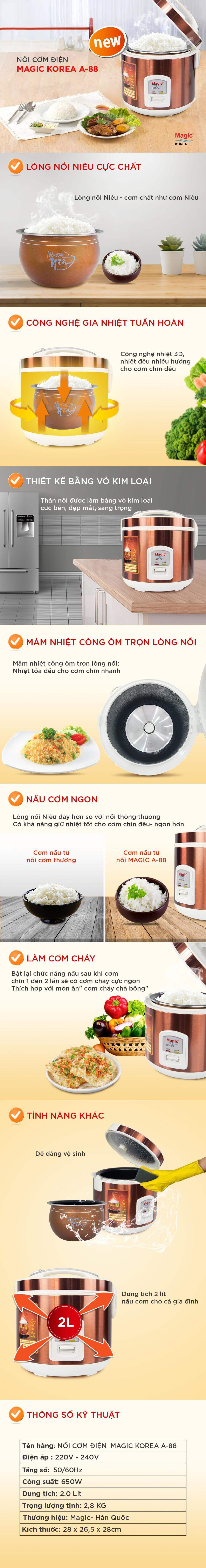 Nồi Cơm Điện Lòng Niêu Magic A-88 (2L)