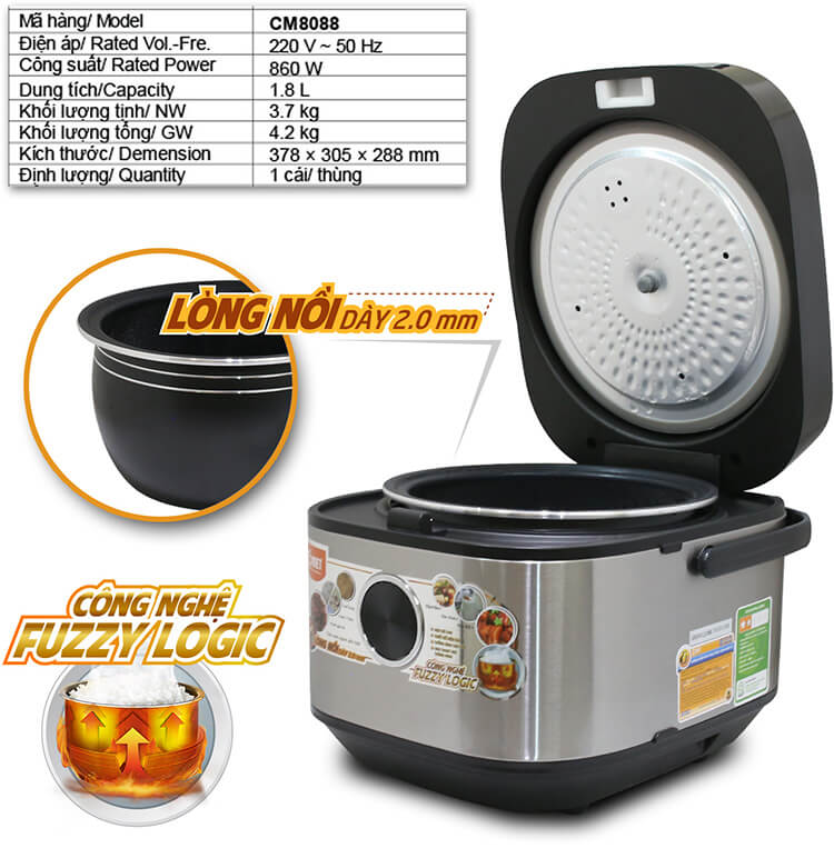 Nồi Cơm Điện Tử Comet CM8088 1.8L (860W) 1