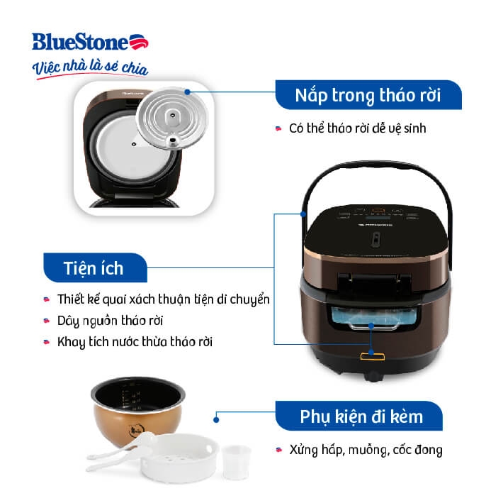 Nồi Cơm Điện Tử Lòng Niêu BlueStone RCB-5949 1.5 Lít 8