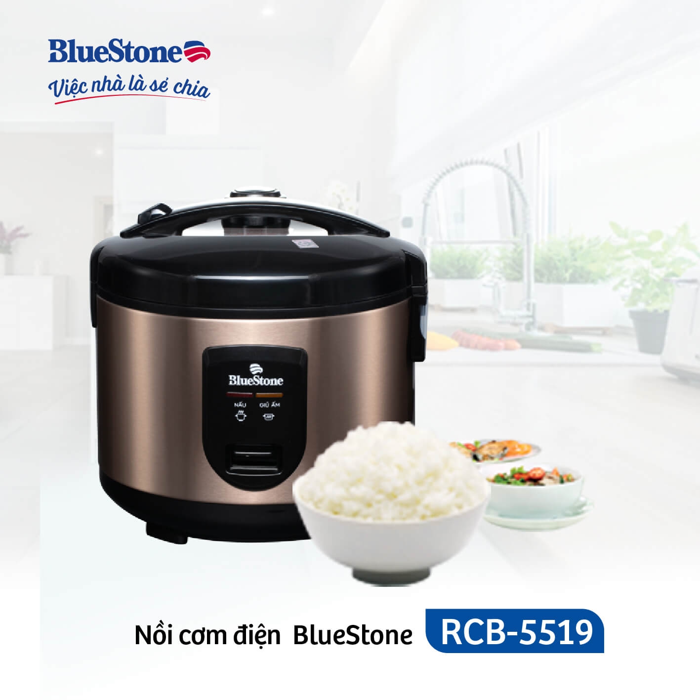 Nồi Cơm Điện Nắp Gài BlueStone RCB-5519 (1,8L -700W) 5