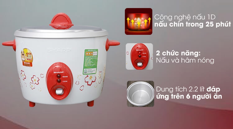 Nồi Cơm Điện Nắp Rời Sharp KSH-D22V 5
