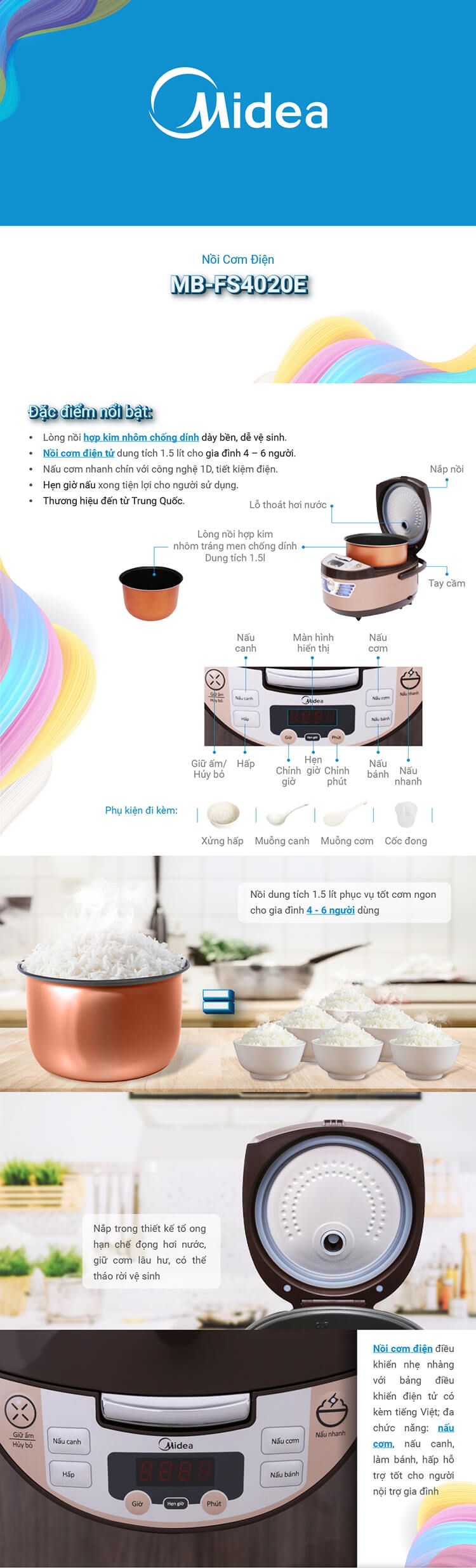 Nồi Cơm Điện Tử Midea MB-FS4020E 2