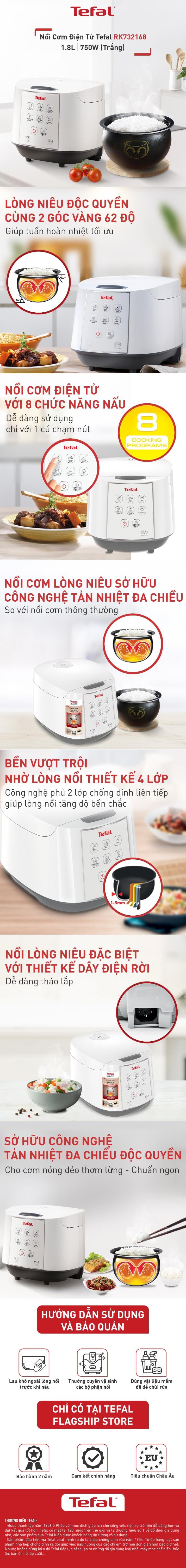 Nồi Cơm Điện Từ Tefal RK732168 1.8L - 750W 1