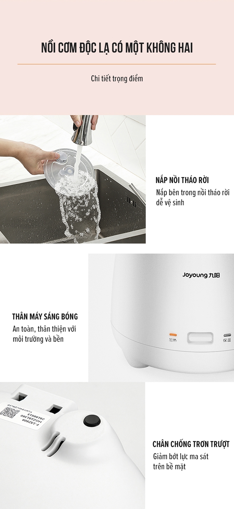 Nồi Cơm Điện Tiểu Quỷ Joyoung F-15Z609 (0.8L) 3