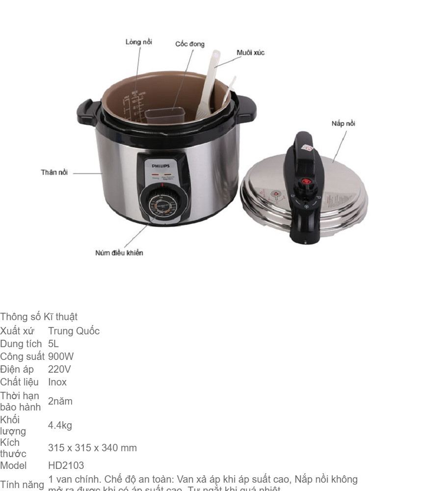 Nồi Áp Suất Điện Philips HD2103