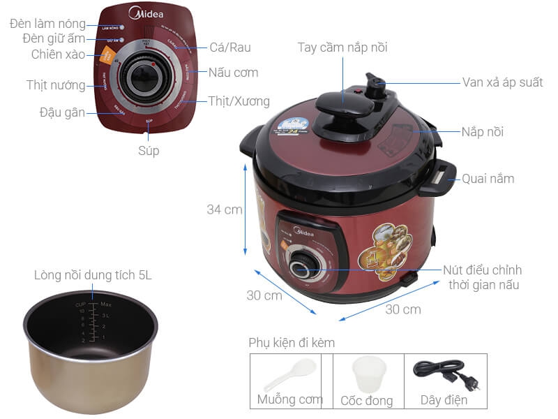 Nồi Áp Suất Midea MY-CH501A (5L)