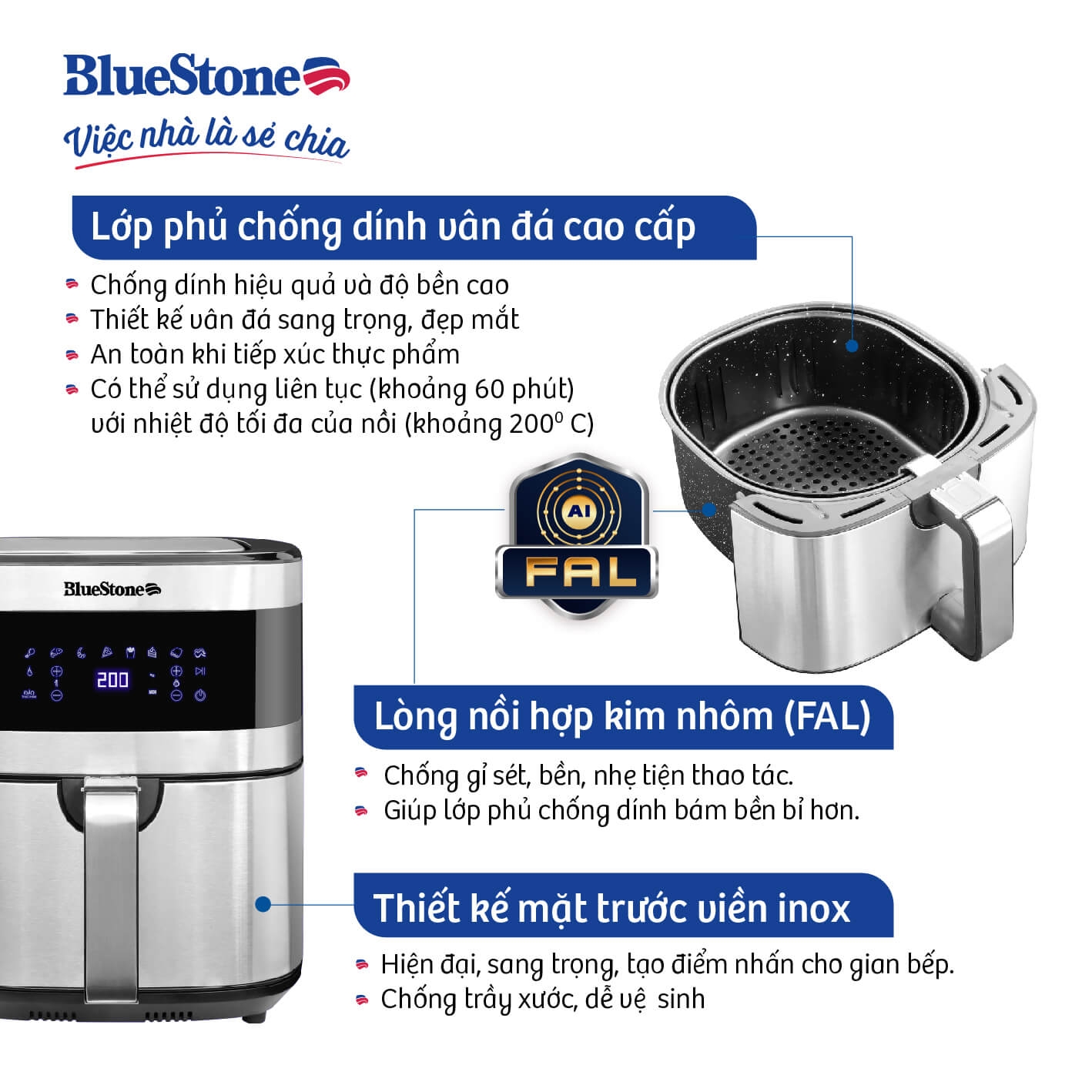 Nồi Chiên Không Dầu Điên Tử BlueStone AFB-5885 6.5L