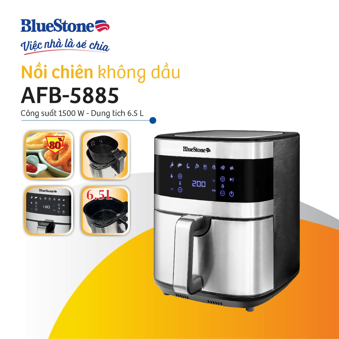 Nồi Chiên Không Dầu Điên Tử BlueStone AFB-5885 6.5L