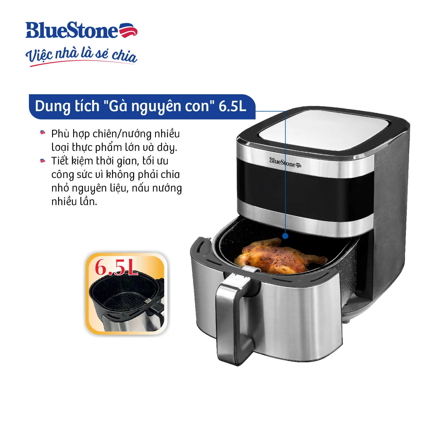 Nồi Chiên Không Dầu Điên Tử BlueStone AFB-5885 6.5L