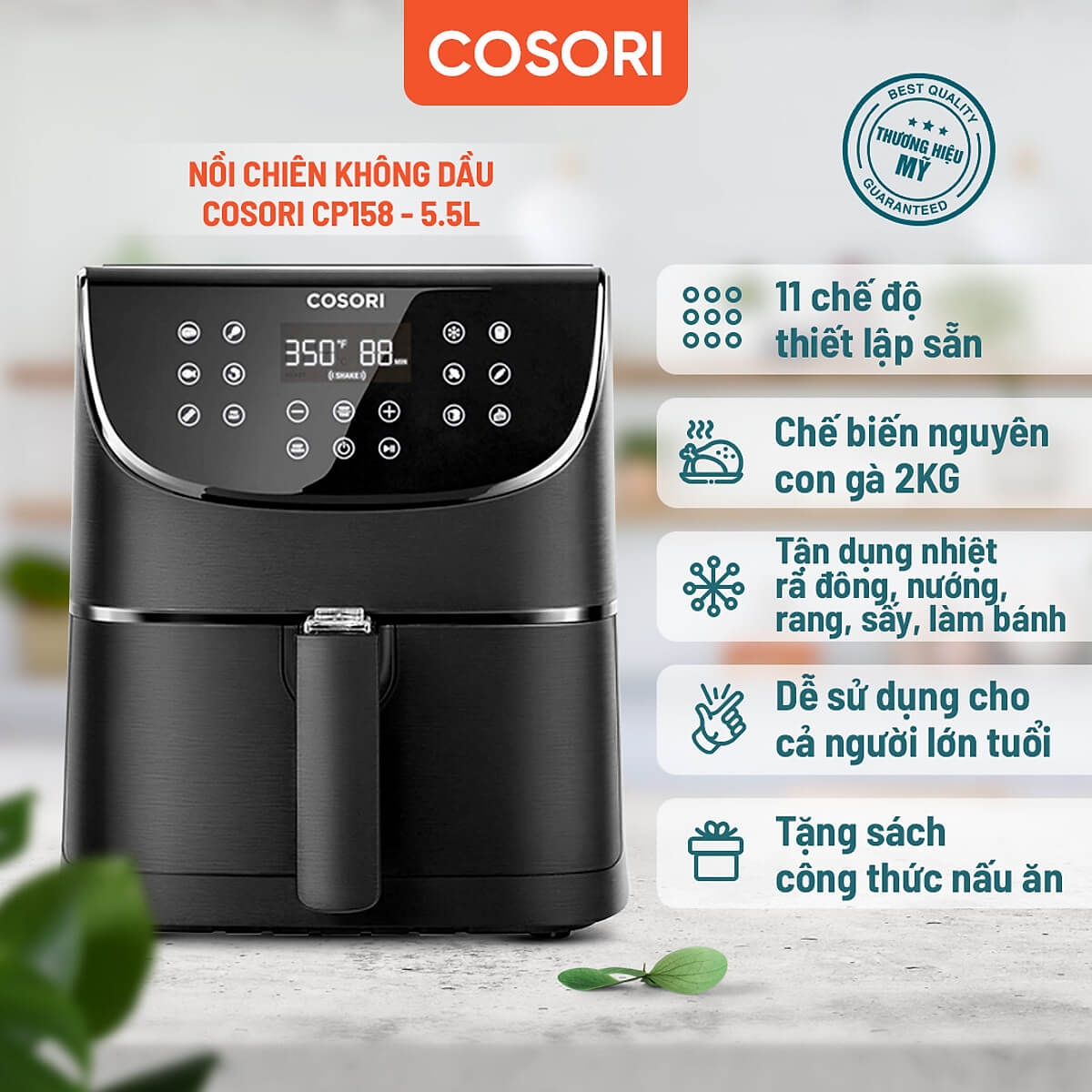 Nồi Chiên Không Dầu Điện Tử Cosori CP158-AF 5.5 Lít