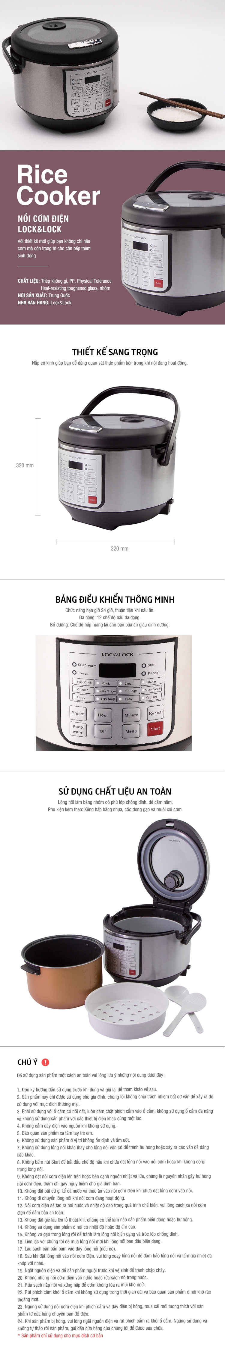 Nồi Cơm Điện Tử Lock&Lock EJR151 (1.8L) 