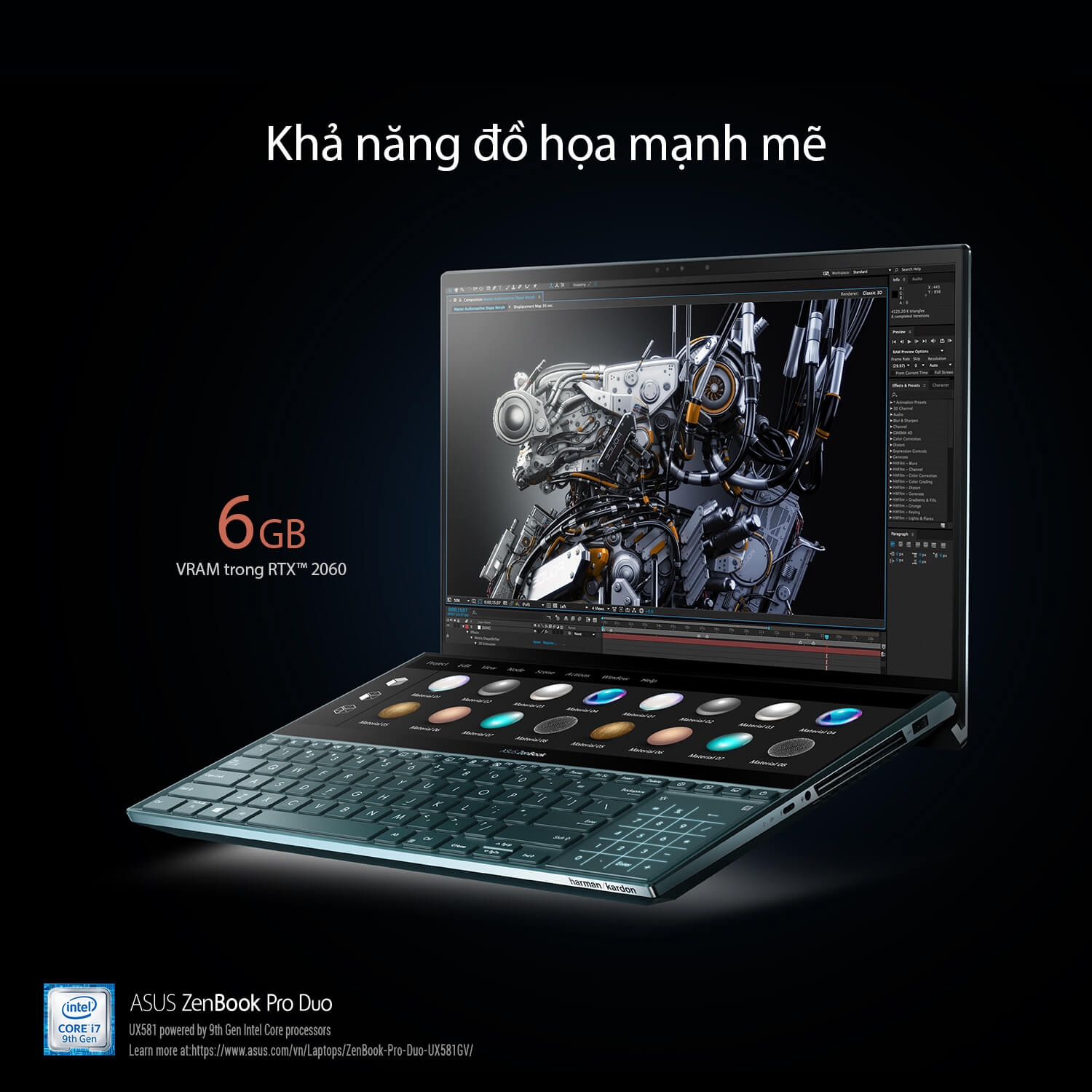 Laptop ASUS ZenBook Pro Duo UX581 i9-9980HK, RAM 32GB, SSD 1TB 15.6 inch OLED 4K 4