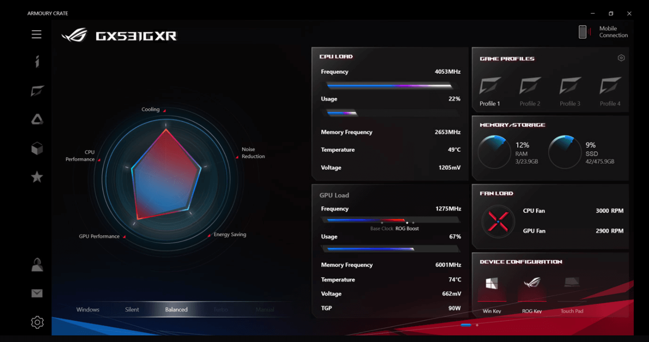 Laptop Asus Zephyrus S GX531GX Core i7-8750H, RAM 16GB, SSD 512GB, GeForce RTX 2080 Max Q 10
